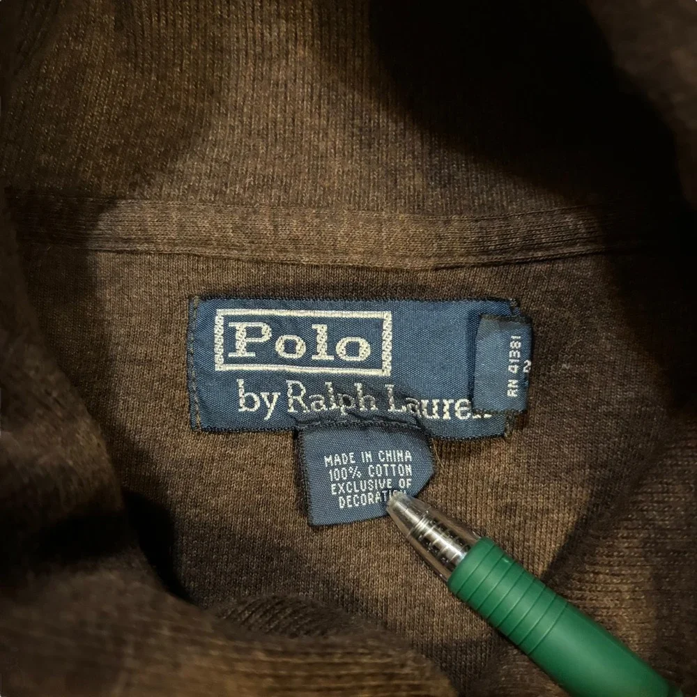 Polo Ralph Lauren Brown Cotton Two Button‎ Shawl Collar Pullover Sweater XL